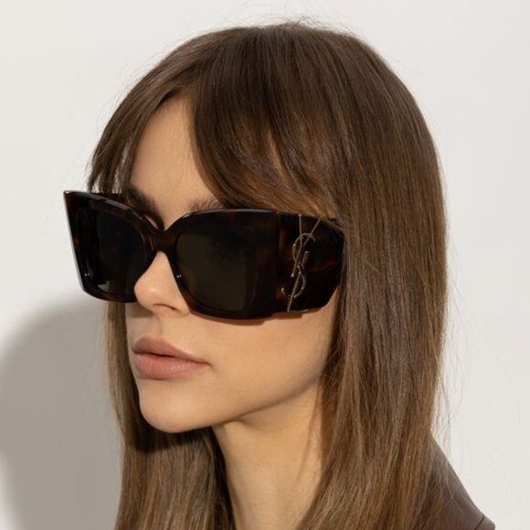 NWT SAINT LAURENT BLACK BROWN WOMEN SUNGLASSES - Picture 1 of 4